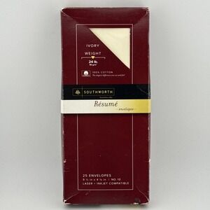 SOUTHWORTH RESUME No. 10 - 22 ENVELOPES‎ - 24 LB 100% Cotton USA Made Open Box E
